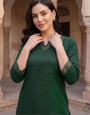 women ethnic motifs regular cotton kurta with palazzos & with dupatta 5