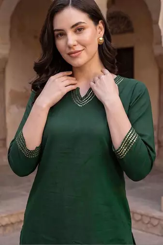 women ethnic motifs regular cotton kurta with palazzos & with dupatta