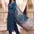 women ethnic motifs embroidered regular thread work kurta with trousers & with dupatta
