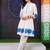women printed regular thread work cotton kurta with trousers
