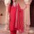 women regular thread work kurta with trousers & with dupatta