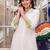 women floral embroidered regular thread work cotton kurta with trousers