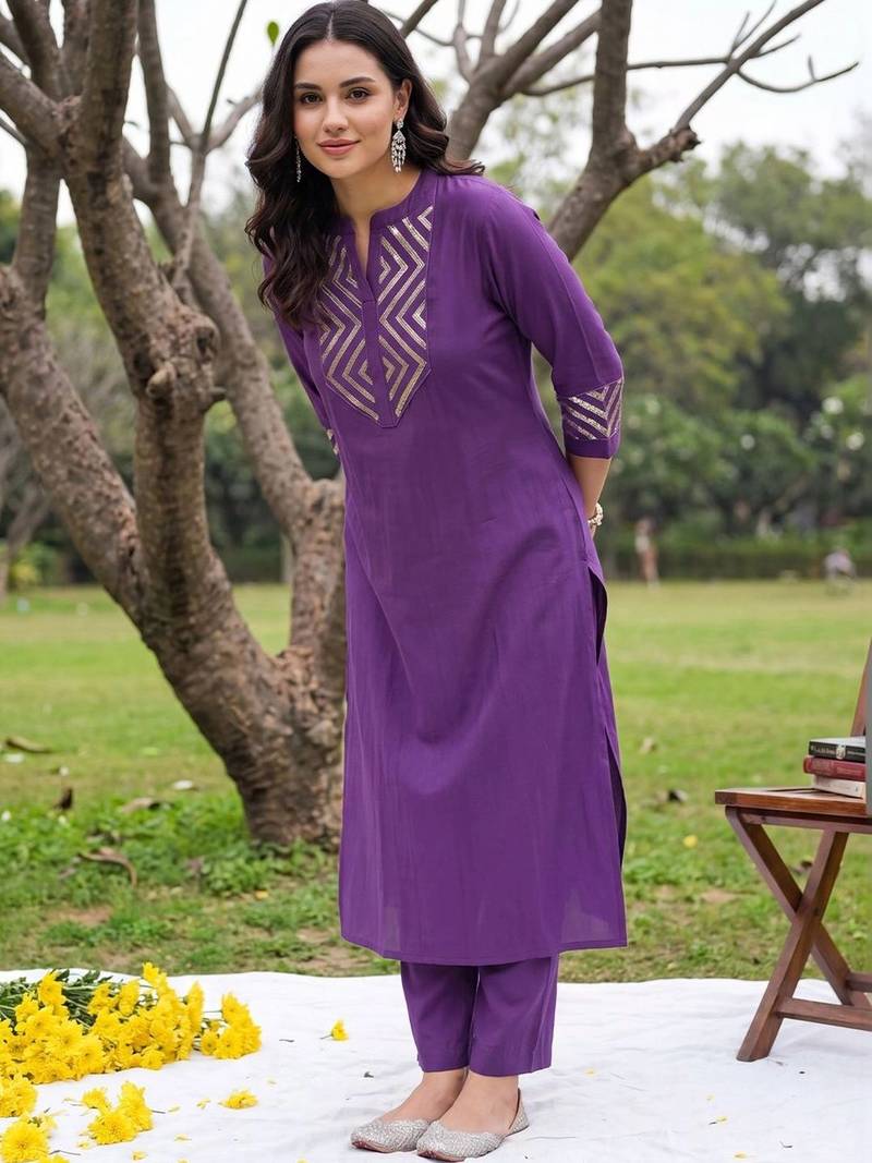 women printed regular kurta with trousers