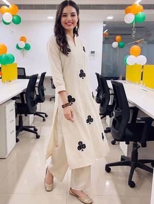 women printed regular cotton kurta with palazzos 1