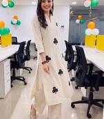 women printed regular cotton kurta with palazzos