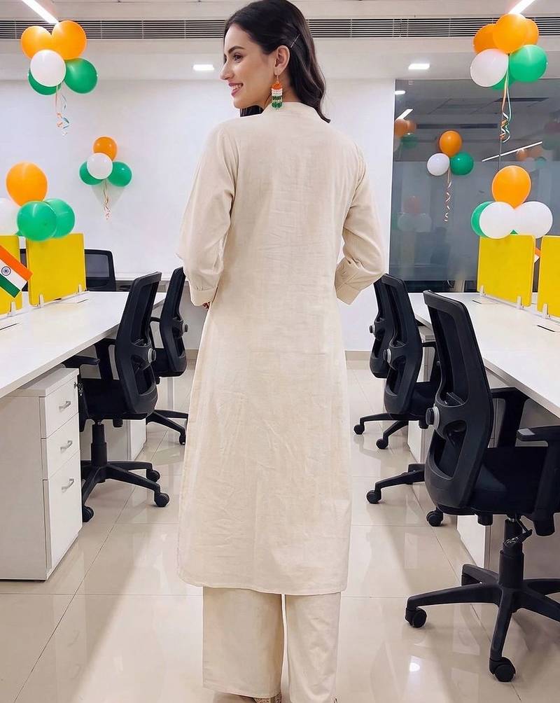 women printed regular cotton kurta with palazzos