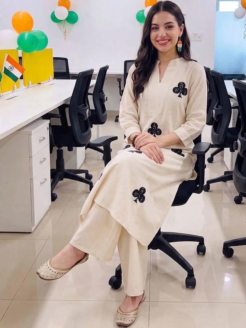 women printed regular cotton kurta with palazzos