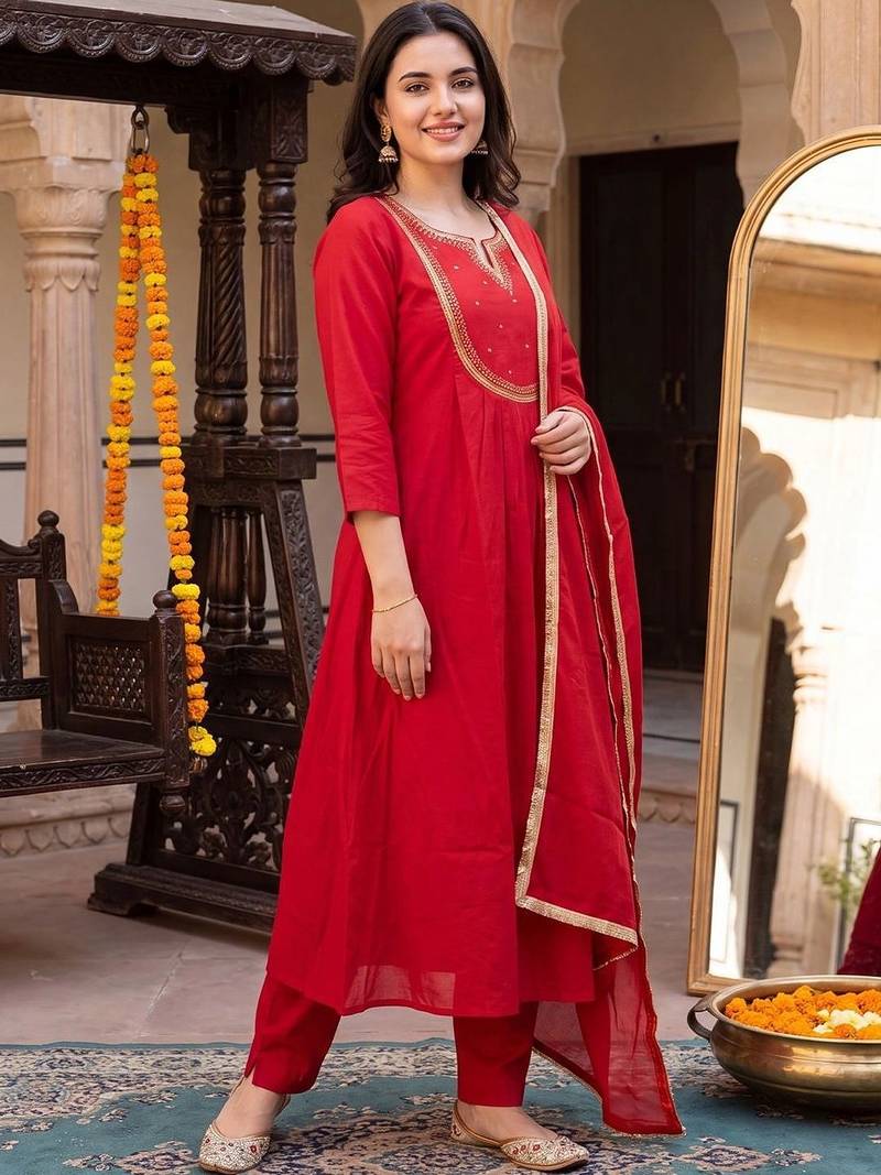 women empire kurta with trousers & with dupatta