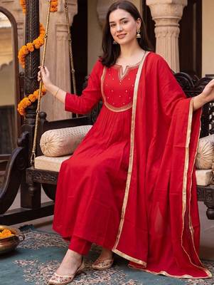 women empire kurta with trousers & with dupatta 2