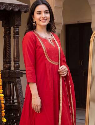 women empire kurta with trousers & with dupatta 4