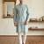 Light blue earth silk embroidery sequence work kurta pajama