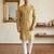 Yellow earth silk embroidery sequence work kurta pajama