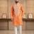 Orange simmer silk neck embroidery sequence + printed kurta pajama