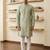 Light green earth silk embroidery sequence work kurta pajama