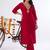women ethnic motifs embroidered regular thread work liva kurta with trousers