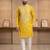 Yellow simmer silk neck embroidery sequence + printed kurta pajama