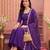 women ethnic motifs embroidered regular thread work kurta with trousers & with dupatta