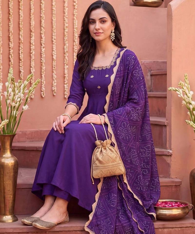 women ethnic motifs embroidered regular thread work kurta with trousers & with dupatta