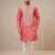 Peach pink simmer silk neck embroidery sequence + printed kurta pajama