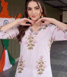 women floral printed regular cotton kurta with trousers