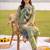 women printed regular cotton kurta with trousers