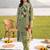 women printed regular cotton kurta with trousers