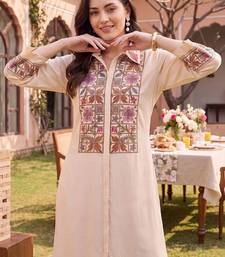 women ethnic motifs embroidered regular thread work kurta with pyjamas