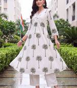 women floral printed regular cotton kurta with trousers