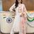 women floral embroidered regular thread work cotton kurta with trousers & with dupatta