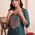 women ethnic motifs embroidered regular thread work liva kurta with trousers