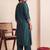 women ethnic motifs embroidered regular thread work liva kurta with trousers