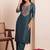 women ethnic motifs embroidered regular thread work liva kurta with trousers