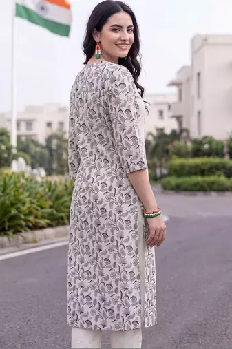women ethnic motifs printed regular cotton kurta with trousers & with dupatta