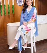 women floral printed regular linen kurta with trousers & with dupatta