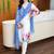 women floral printed regular linen kurta with trousers & with dupatta