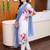 women floral printed regular linen kurta with trousers & with dupatta