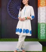 women printed regular cotton kurta with trousers