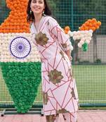 women floral printed regular cotton kurta with trousers