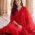 women ethnic motifs embroidered regular thread work kurta with trousers & with dupatta