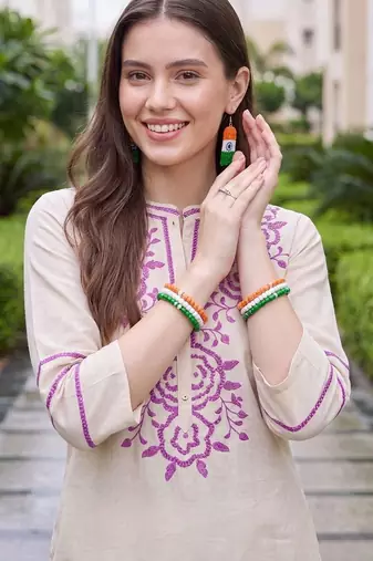 women ethnic motifs embroidered regular thread work kurta with palazzos