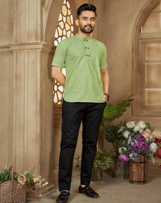 Light green cotton plain shirt 1