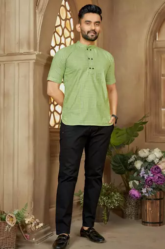 Light green cotton plain shirt