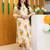 women printed regular cotton kurta with trousers