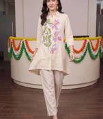 women floral printed regular cotton kurta with trousers