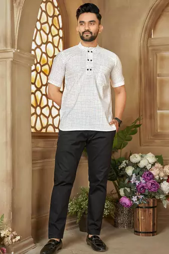 Off white cotton plain shirt