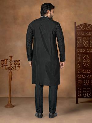Black premium silk embroidered kurta pajama 2