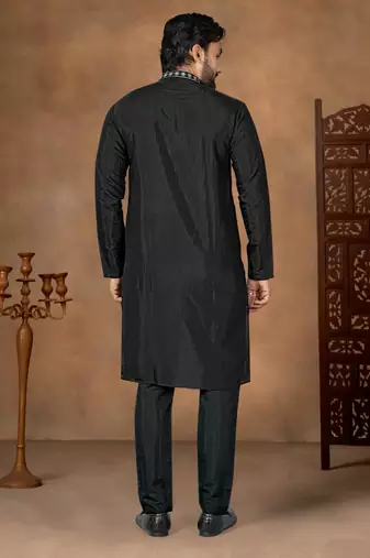Black premium silk embroidered kurta pajama