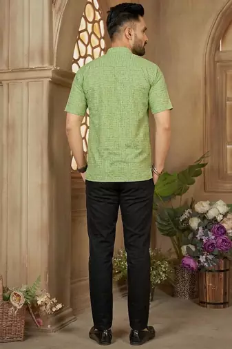 Light green cotton plain shirt
