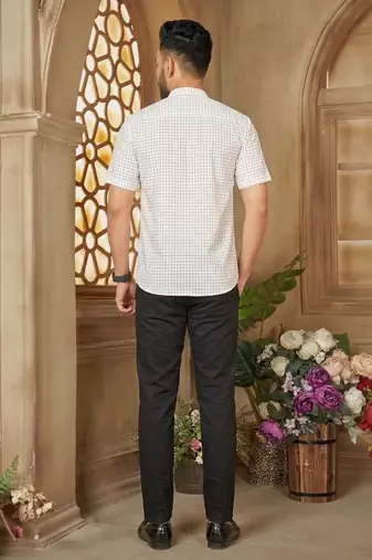Off white cotton plain shirt