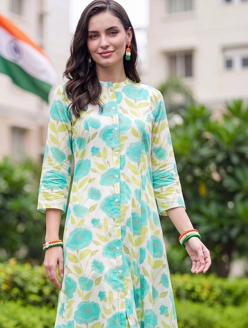 women floral printed regular kurta with trousers